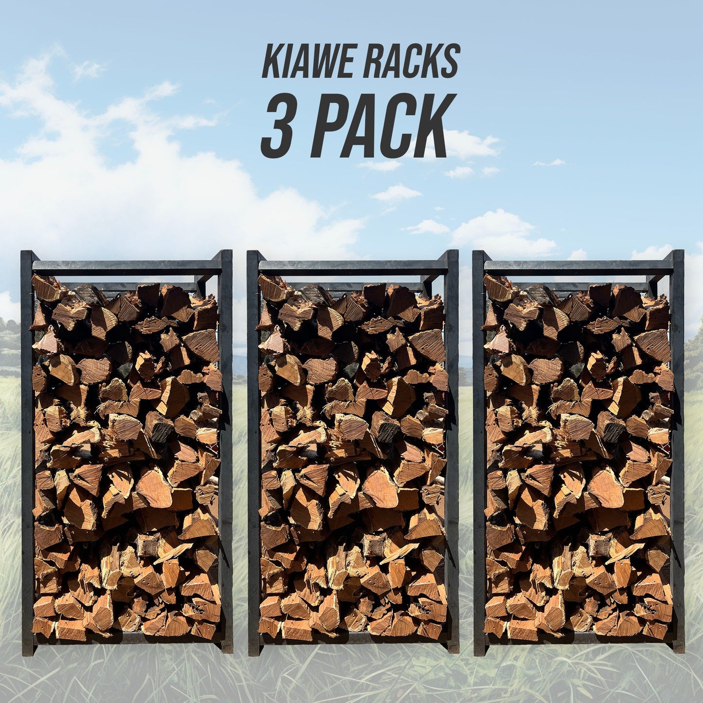 Kiawe Split Firewood Quarter Cord - (3) 2' X 4' Racks - FIREWOOD HAWAII