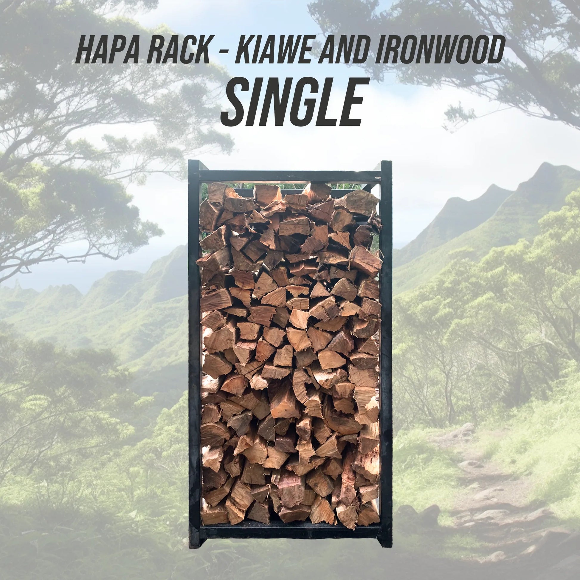 Hapa Rack - ½ Kiawe, ½ Ironwood Split Firewood - Single 2'x4' - FIREWOOD HAWAII