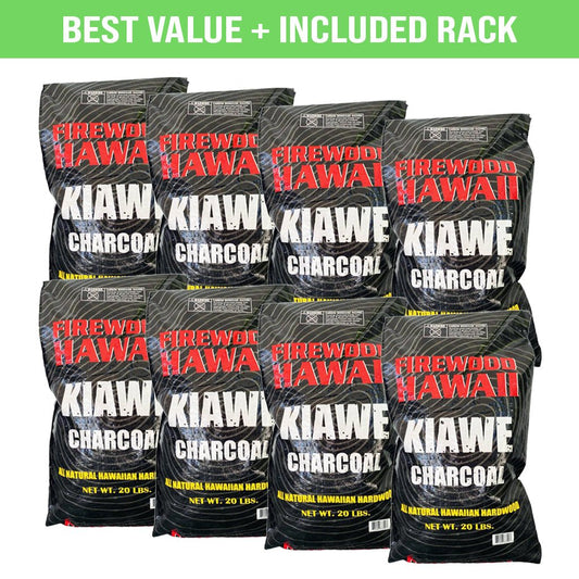 Kiawe Charcoal Rack - (8) 20lb bags - FIREWOOD HAWAII