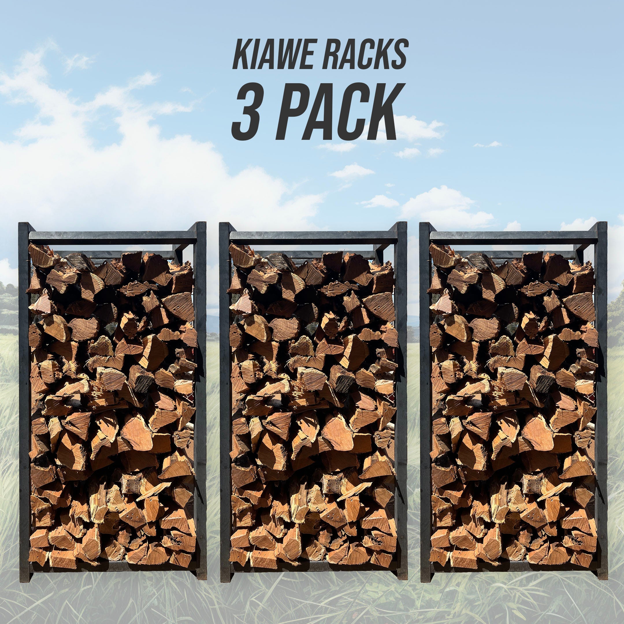 Kiawe Split Firewood Rack 3 Pack FIREWOOD HAWAII