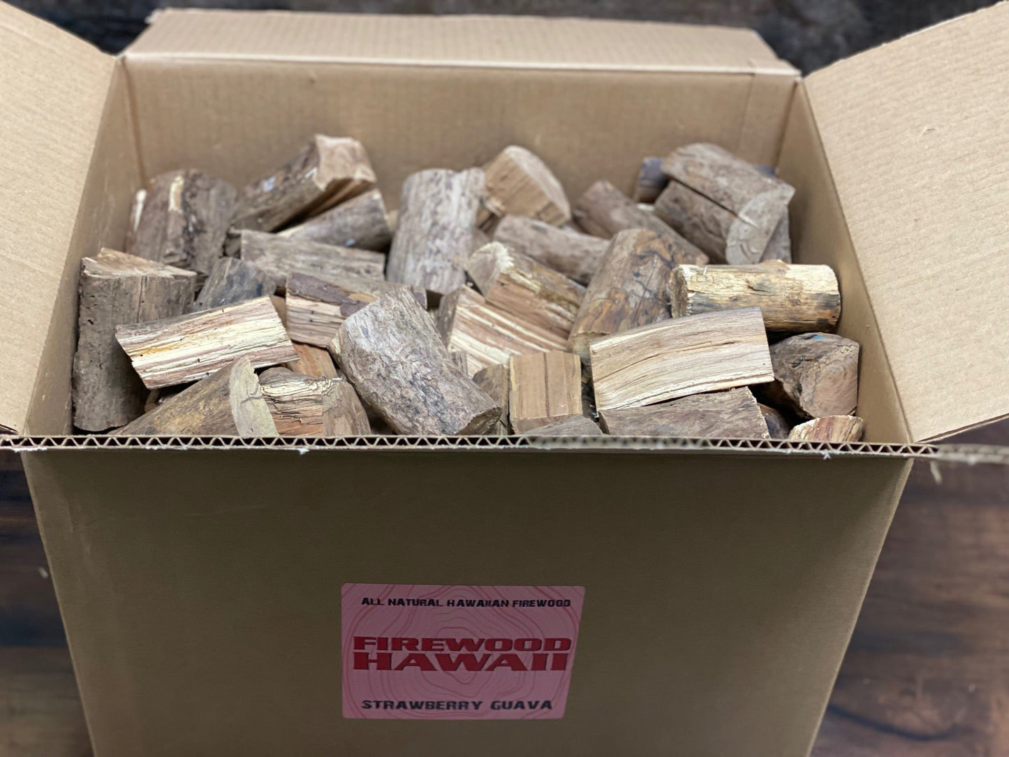 STRAWBERRY GUAVA FIREWOOD CHUNKS LARGE BOX - FIREWOOD HAWAII